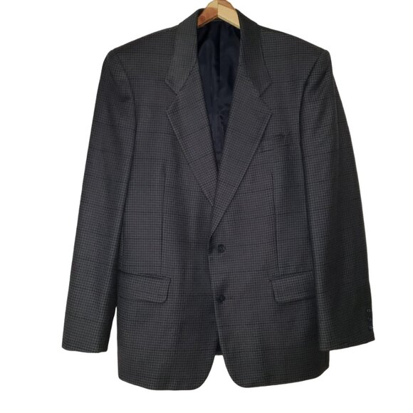 Vintage Lord & Taylor Albert Nipon Men Wool Jacket Fitted Check Blazer 42R